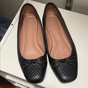 Nordstrom black quilted square toe flats